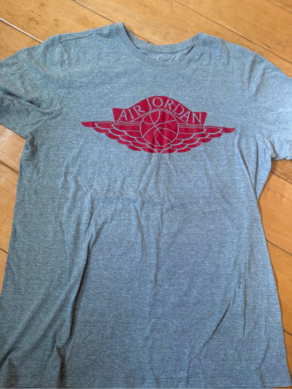Jordan Men's Grey T-Shirt with Red Logo vintage